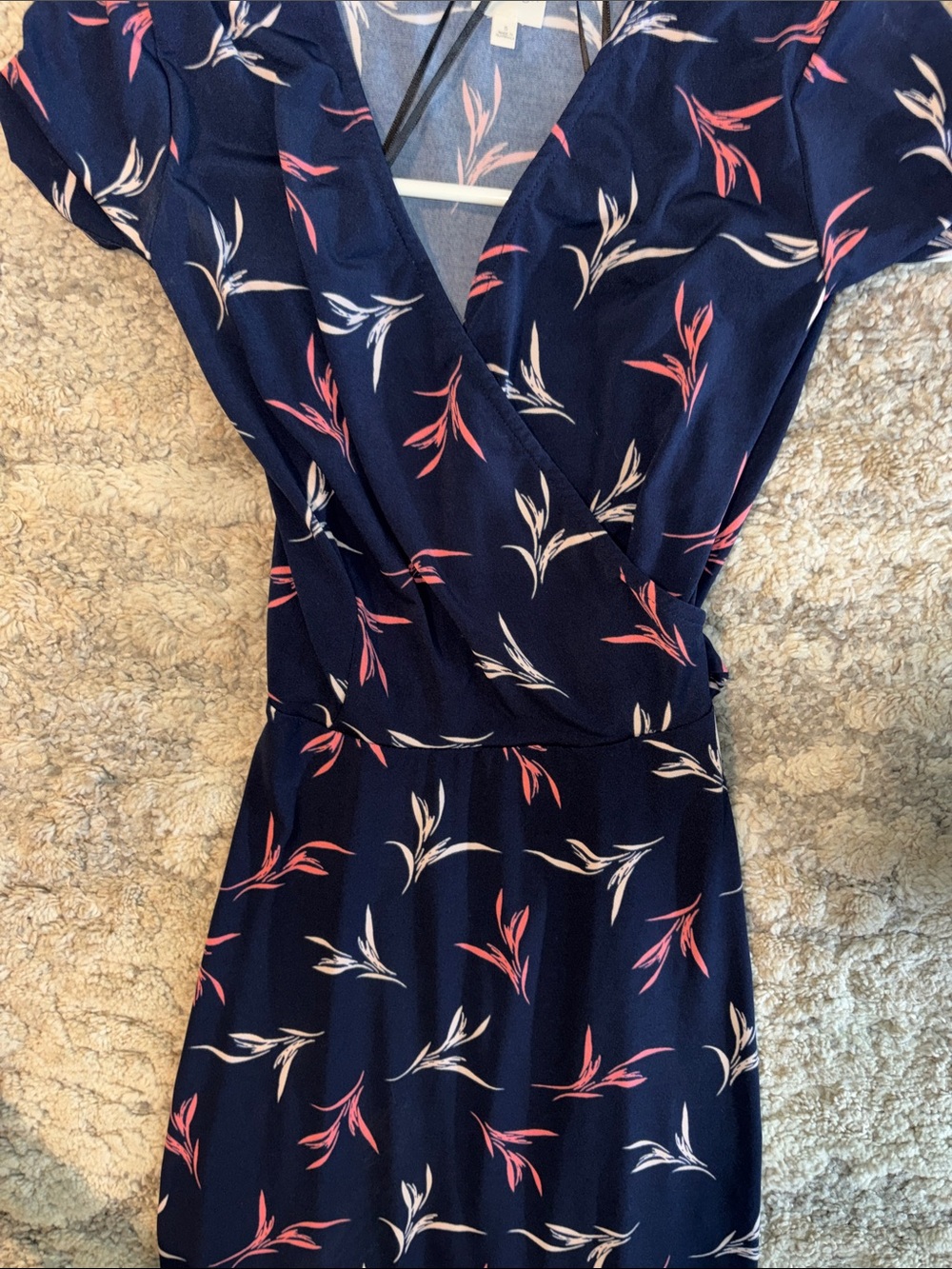 OFFERS OPEN! Small Kaileigh Navy Floral Midi Wrap Dress Pink & White Accents - Picture 4 of 6